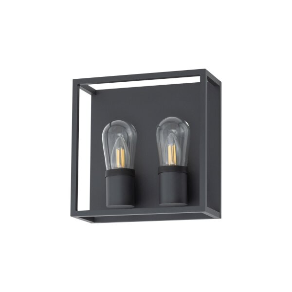 Wandleuchte außen 2-flammig IP54 Graphit E14 Glas Aluminium