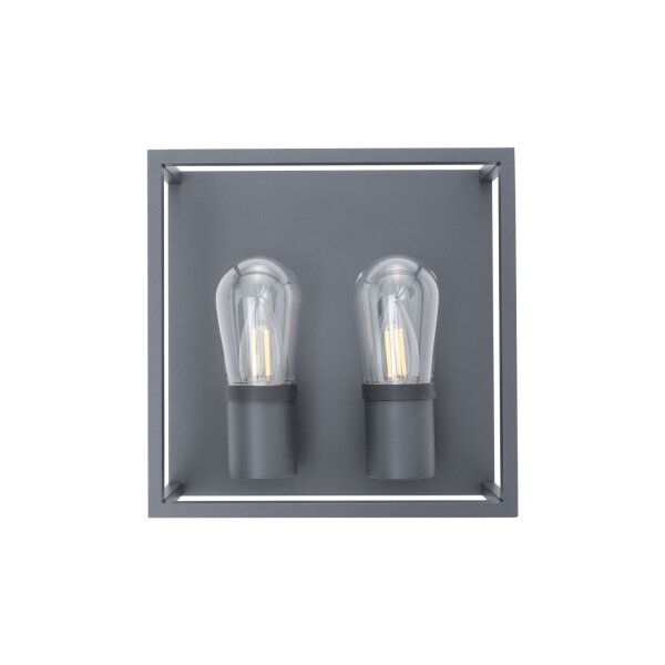 Wandleuchte außen 2-flammig IP54 Graphit E14 Glas Aluminium