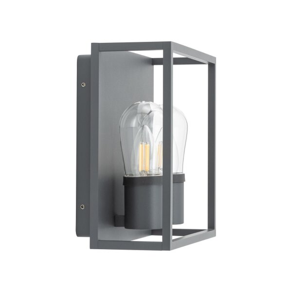 Wandleuchte außen 2-flammig IP54 Graphit E14 Glas Aluminium