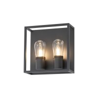 Wandleuchte außen 2-flammig IP54 Graphit E14 Glas...
