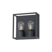 Wandleuchte außen 2-flammig IP54 Graphit E14 Glas...