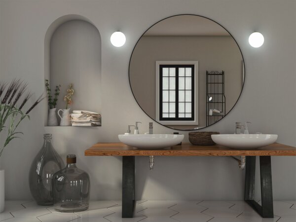 Applique salle de bain en laiton blanc IP44 G9 verre métal