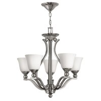 Kronleuchter modern Esszimmer in Nickel Weiß Glas...