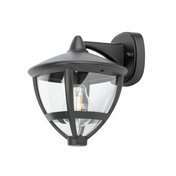 Wandleuchte außen IP44 E27 Schwarz H: 23 cm dekorativ