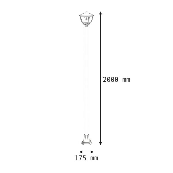 Lampe dextérieur IP44 Noir E27 200 cm Aluminium Moderne