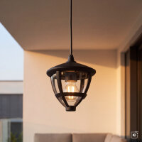 Pendelleuchte außen IP44 E27 Schwarz Aluminium...