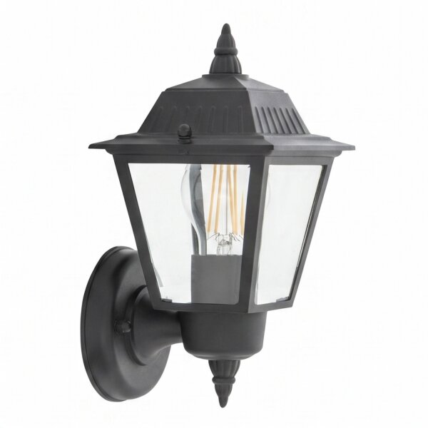 Applique murale extérieure IP44 noir E27 H : 26 cm Rustique