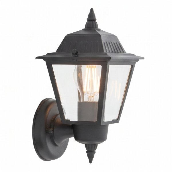Applique murale extérieure IP44 noir E27 H : 26 cm Rustique
