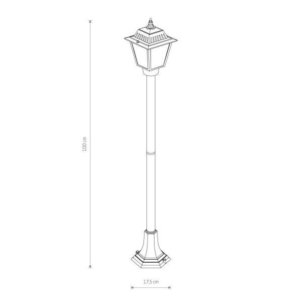 Lampadaire extérieur 100 cm E27 IP44 noir en aluminium