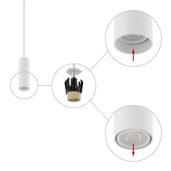 Pendelleuchte Ø 4 cm GU10 R35 Weiß Metall verstellbar