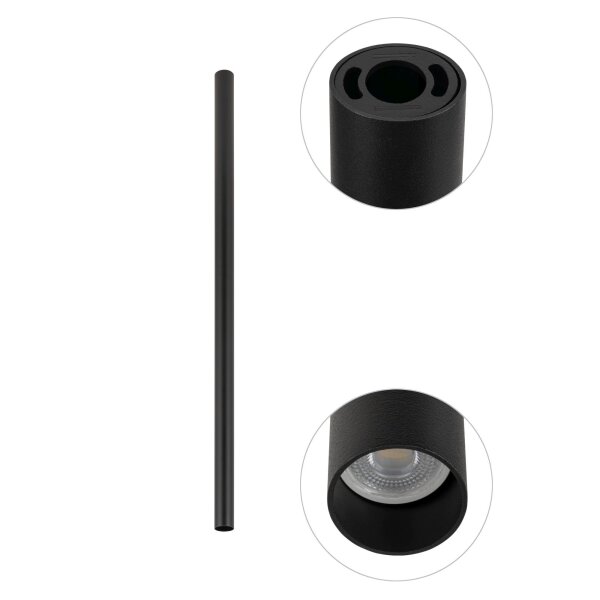 Deckenlampe GU10 R35 Ø 4 cm H: 90 cm schmal Schwarz Metall