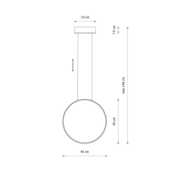 LED Hängeleuchte Ring Ø 45 cm Schwarz 4000 K 600 lm Metall