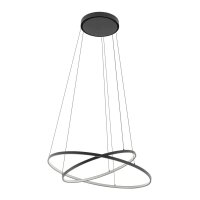 LED Pendelleuchte Schwarz 2 Ringe Metall verstellbar