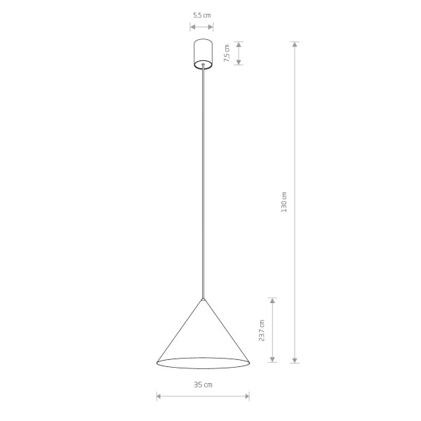 Pendelleuchte Metall Ø 35 cm Grau Retro GU10 Kegelschirm