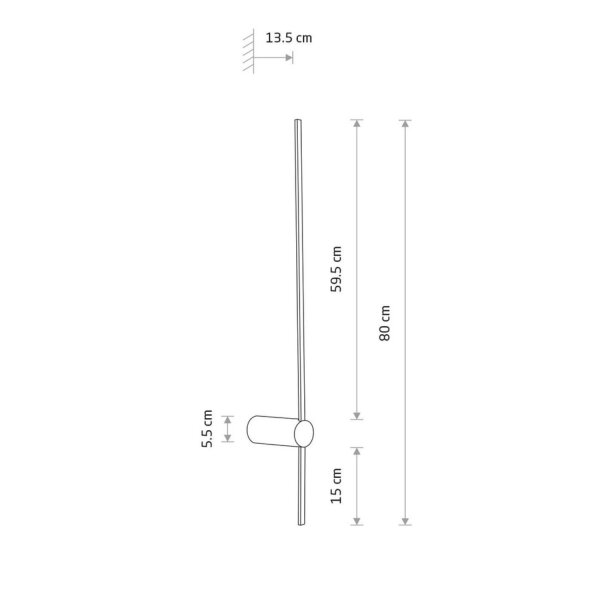 Applique LED noire 4000 K indirecte 80 cm de haut Métal