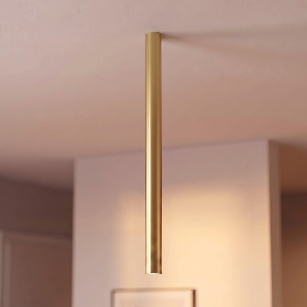 Deckenspot GU10 R35 Messing H: 75 cm 4 cm schmal