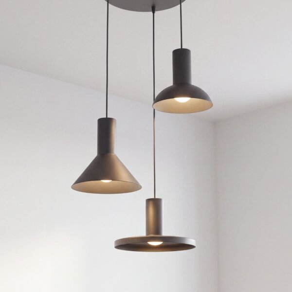 Suspension noir 3 flammes GU10 métal orientable