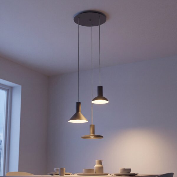 Suspension noir 3 flammes GU10 métal orientable
