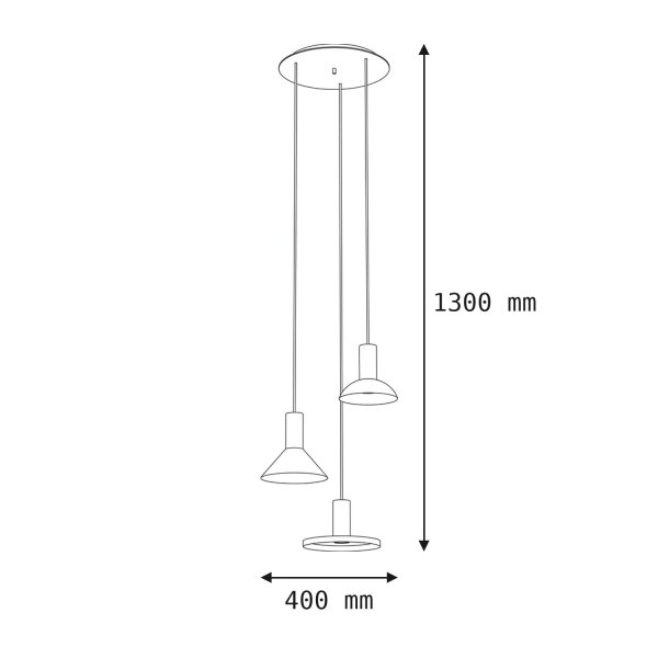 Suspension noir 3 flammes GU10 métal orientable