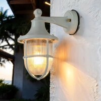 Wandleuchte au&szlig;en Wei&szlig; IP64 E27 Glas Messing...