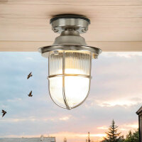 Kleine Deckenleuchte außen E27 Messing Riffelglas...