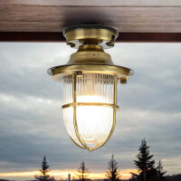 Deckenlampe Outdoor Echt-Messing Glas IP54 Maritim