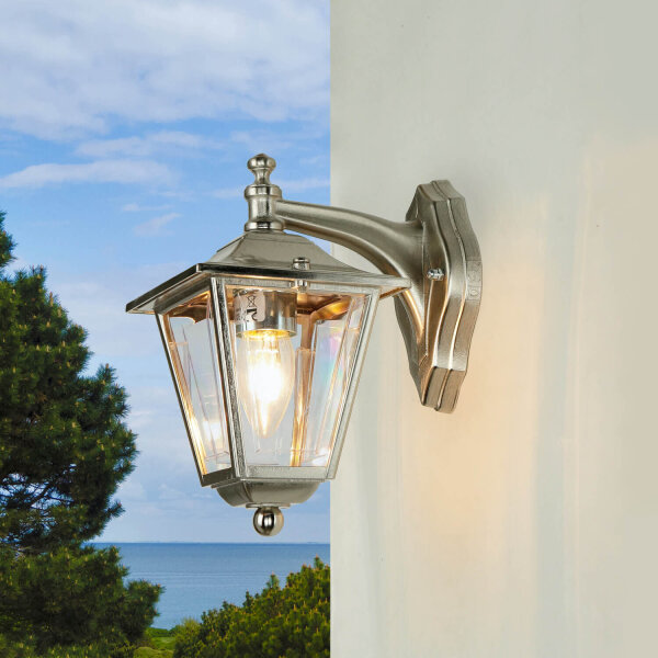 Lampe dextérieur mur laiton massif en nickel E27