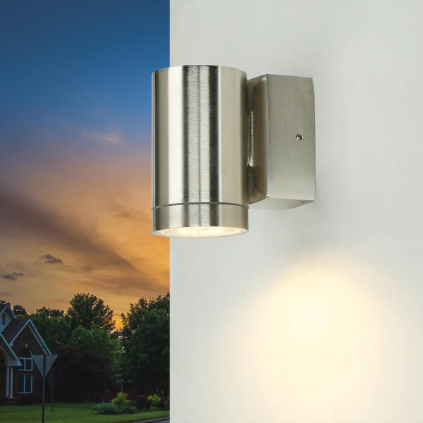Außenleuchte Wand Echt-Messing H: 10 cm Downlight