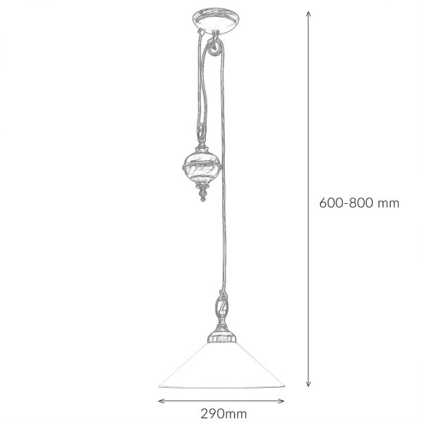 Lampe à suspendre verre laiton massif réglable E27