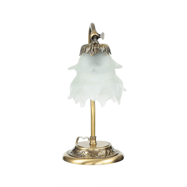 Schreibtischlampe Messing Glas Floral schwenkbar