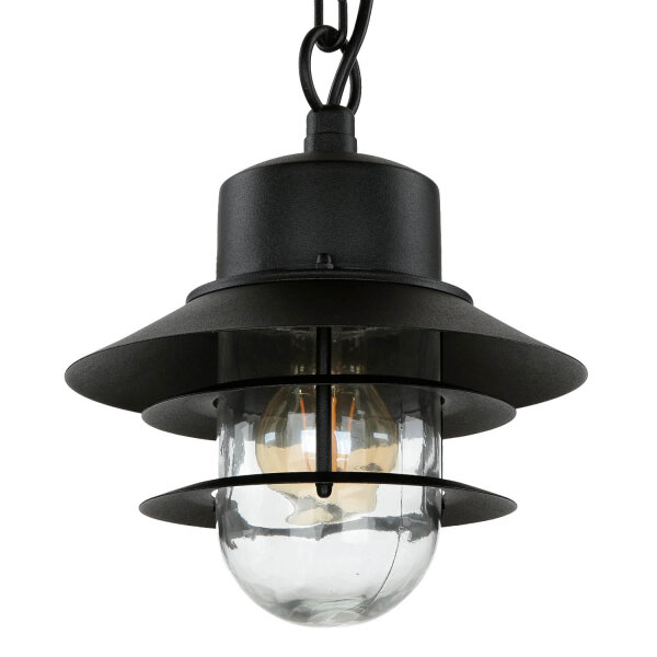 Lampe dextérieur IP44 E27 noir verre inox Maritim