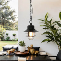 Lampe dextérieur IP44 E27 noir verre inox Maritim