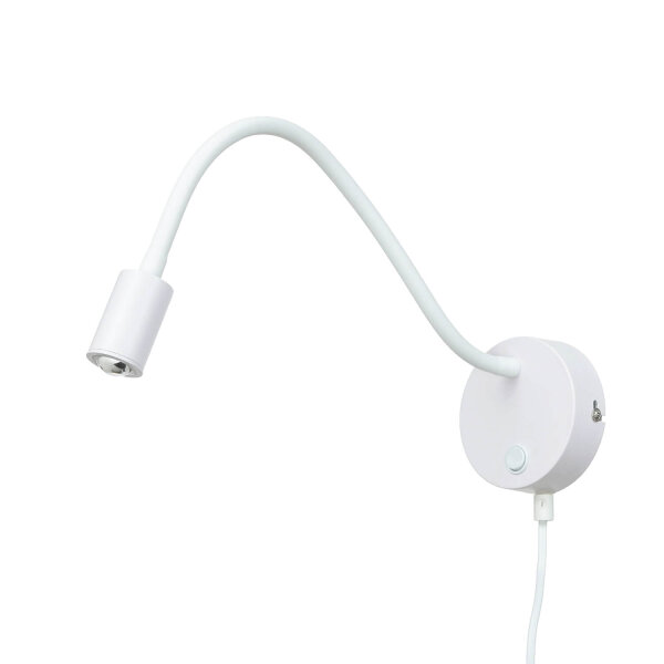 Lampe de lecture LED murale flexible câble interrupteur blanc