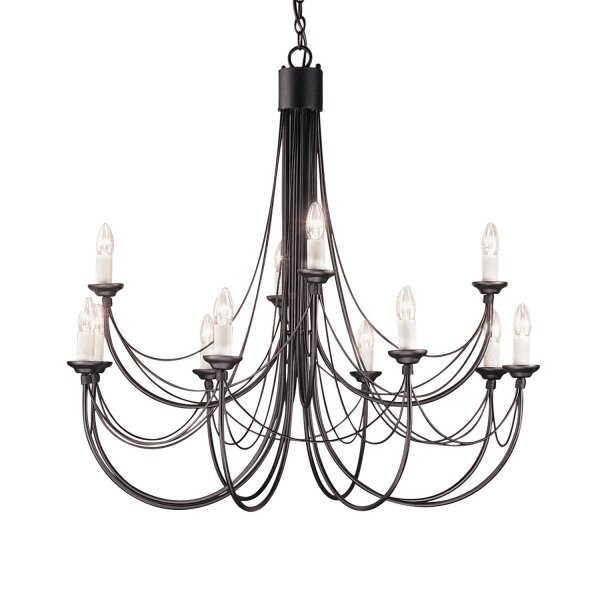 Eleganter Kronleuchter Schwarz Rustikal Ø98cm