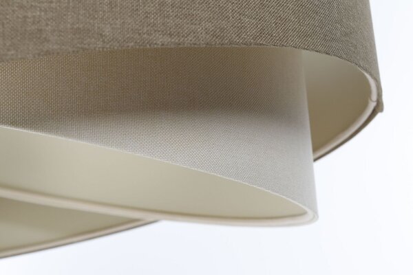 Suspension Tissu Ø 50 cm rond E27 Marron Crème Moderne