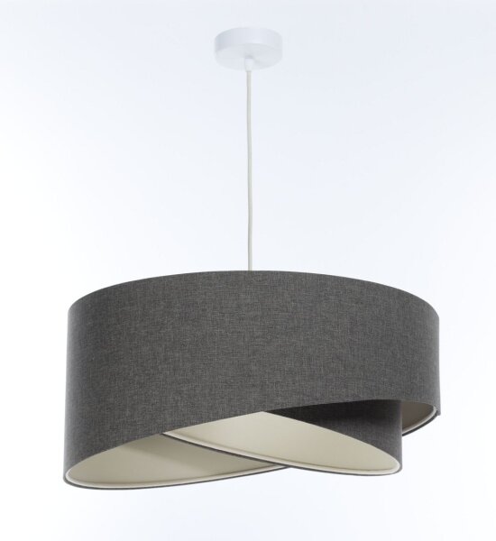 Pendelleuchte rund Ø 50 cm E27 Grau Stoff Modern verstellbar