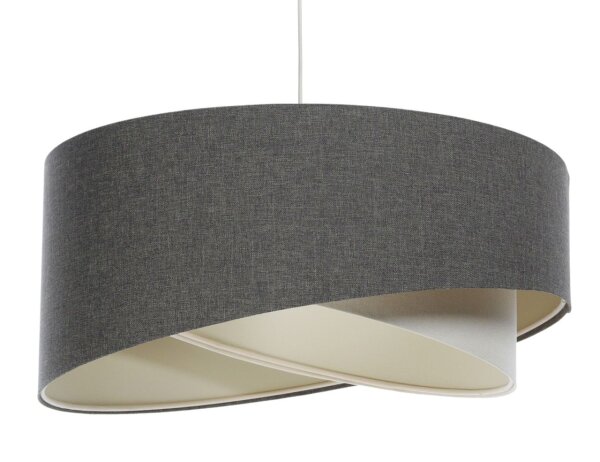 Hängelampe Grau Creme E27 rund Ø 40 cm Stoff Modern