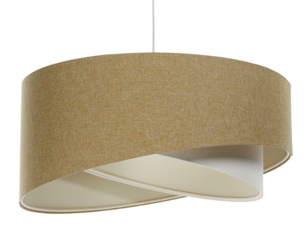 Suspension ronde Ø 60 cm E27 Beige Crème Tissu ajustable