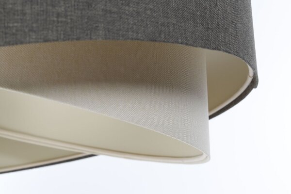 Hängeleuchte E27 rund Ø 60 cm Grau Creme Stoff Modern