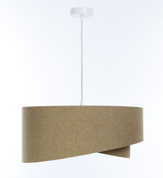 Hängelampe E27 Stoffschirm Ø 40 cm in Beige Boho wohnlich