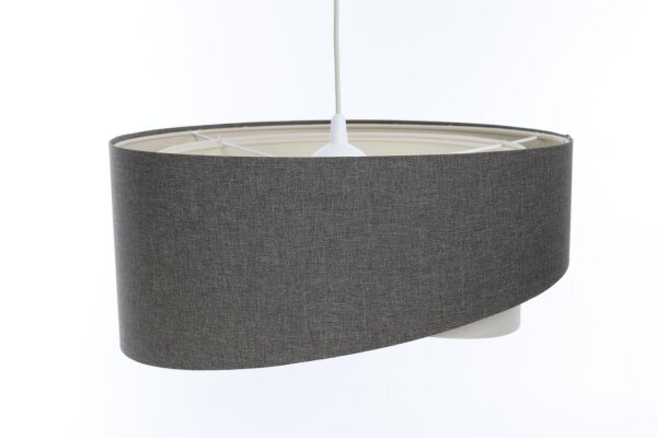 Hängelampe Stoffschirm und Ø 50 cm E27 Grau Creme verstellbar