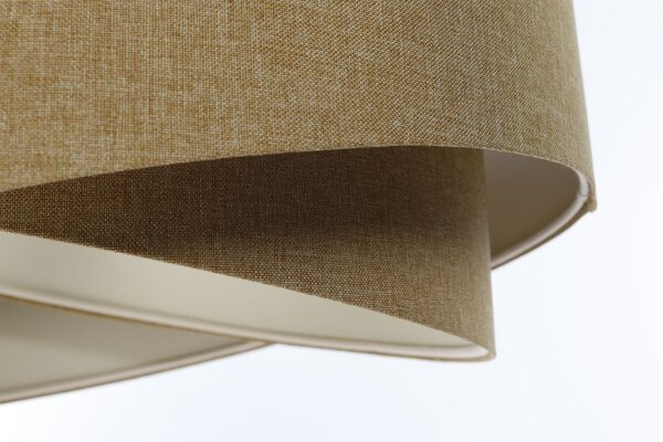 Pendelleuchte rund D: 50 cm E27 Beige Stoff Schirm Boho