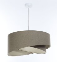 Lampe à suspendre brune E27 ronde D : 45 cm Tissu...