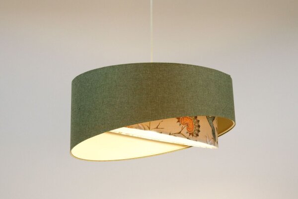 Suspension ronde D : 40 cm E27 Vert Blanc Floral réglable