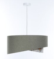 Suspension Tissu rond D : 50 cm E27 Vert Blanc Floral