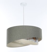 Suspension Tissu rond D : 50 cm E27 Vert Blanc Floral