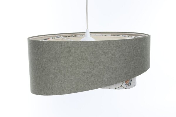Suspension E27 ronde Ø 45 cm Vert Blanc Floral Abat-jour en tissu