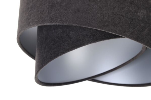 Suspension tissu 3 flammes E27 noir argent réglable