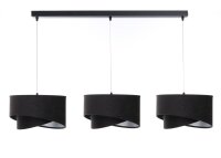 Suspension tissu 3 flammes E27 noir argent réglable