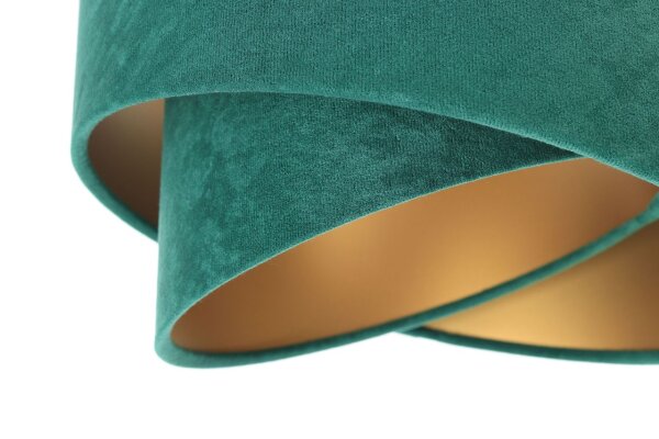 Hängeleuchte 3-flammig Grün Gold E27 Stoff Velours Optik
